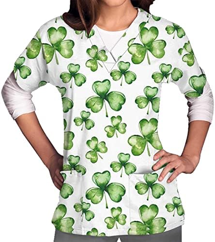 Блуза Со кратки Ракави Кошула За Девојки Летна Есенска Облека Мода V Вратот Графички Пилинг Маичка СО Џебови QM QM