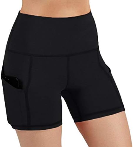 Lcepcyенски женски јога шорцеви со длабоки џебови за телефон, контрола на стомакот со висок половината
