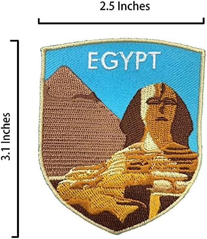 A-One 2 PCS PACK- Пирамида и Сфинкс Шилд вез+Египетско знаме скут, пин, везови за чуда во светот, сувенири на гробници на фаро, обележје