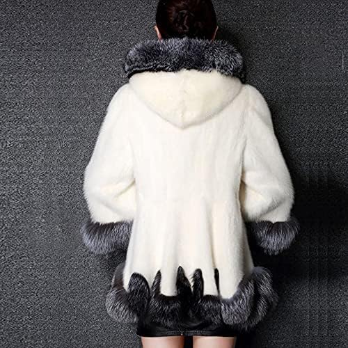 Луксузен faux крзнено палто, женски меки зимски палта со аспиратор, бушава топла надворешна облека отворен предниот кардиган за жени