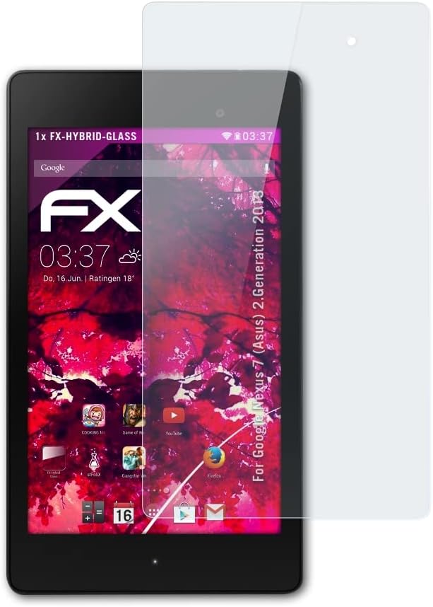 Атфоликс пластично стакло заштитен филм компатибилен со Google Nexus 7 2. Generation 2013 Glass Protector, 9H хибриден стаклен FX стаклен екран
