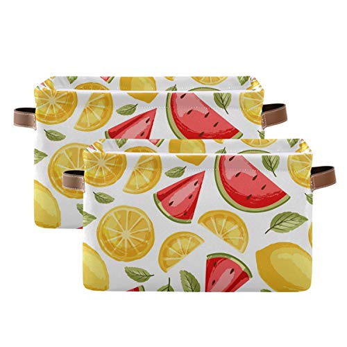 Правоаголна корпа за складирање лето овошје лубеница лимон платно ткаенина со рачки - Организатор на ткаенини Бин за