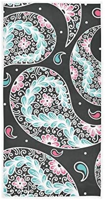 Алаза Апстрактни Цветни Стилизирани Пејсли Абсорбента Мека Крпа За Капење За Жени Мажи Возрасни, 15 х 30 инчи