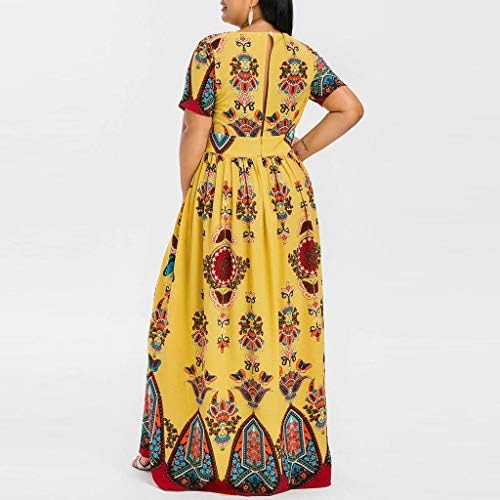 Долги ракави есенски фустани За жени Мода Краток Цветен Печатен Секојдневен Фустан Макси Преголем Долг Фустан V Вратот Плус Големина