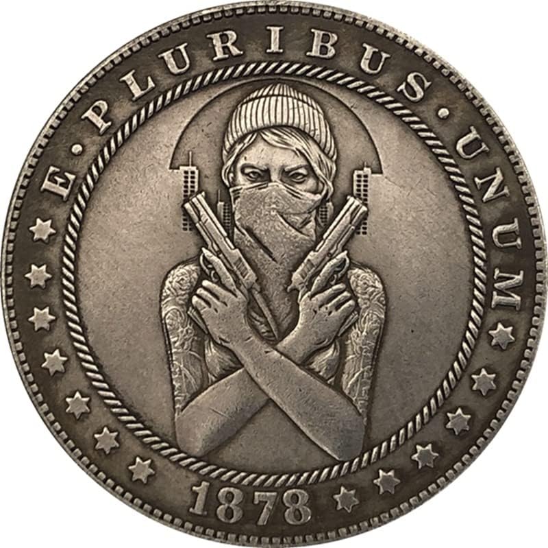 38мм Антички Сребрен Долар Монета Американски Морган Скитник Монета 1878цц Занает 130
