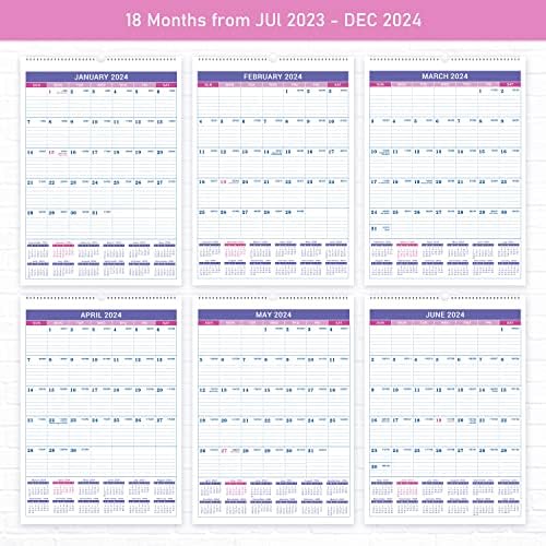 2023-2024 Ѕиден Календар - 18 Месеци Календар 2023-2024 од јули 2023 година - декември 2024 година, 12 х 17, Големи Блокови Со Јулијански