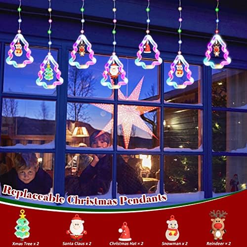 Божиќни прозорец светла, 8 режими на блиц LED прозорец завеси за завеси декор, 10 парчиња 3Д висини светла Божиќ, USB контрола 10ft