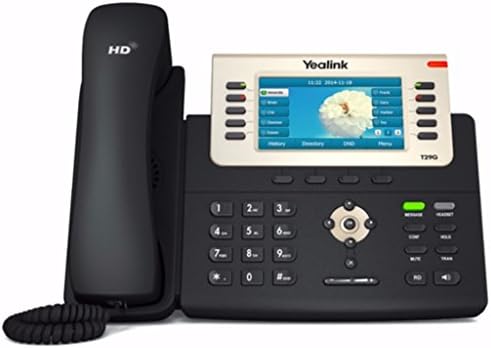 Yealink SIP-T29G IP телефон, 16 реда. 4,3-инчен дисплеј во боја. USB 2.0, двојна порта Гигабит Етернет, 802.3af POE, адаптер за