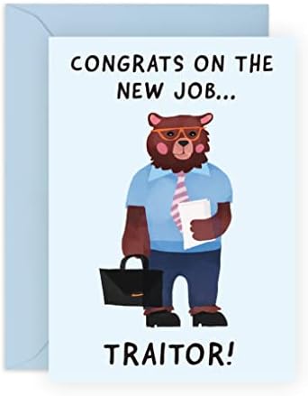 Централна 23 соработник што ја напушта картичката - „Нов предавник за работа“ - Збогум картичка - Смешна честитка за колега -