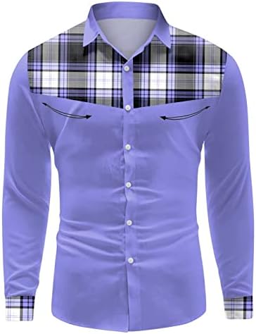 XXBR есенски кошули за мажи, бои за крпеница лента со ленти со долги ракави редовни деловни кошула за работа, забава