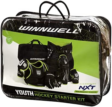 Сет за заштитни средства за хокеј на Винвел - опрема за хокеј на мраз со торба - младински хокеј за хокеј, рамо, лактот, влошки за сјај, нараквици,