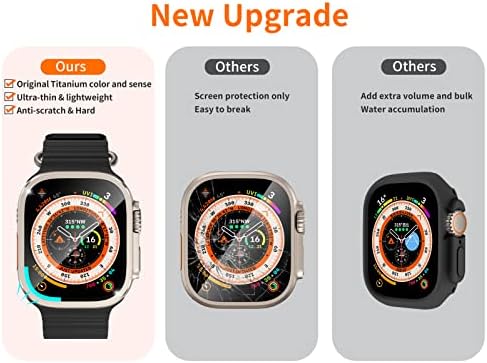 2 Пакување Титаниум Боја Солиден Метален Случај Компатибилен Со Apple Watch Ultra 49mm Куќиште Со Заштитник На Екранот Од Калено Стакло, Водоотпорен Заштитен Браник Вграден