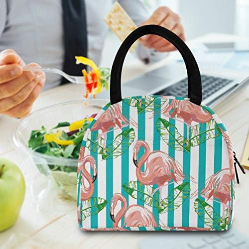 Изолирана торба За ручек Жени-Тропско Фламинго Голема Кутија За Ручек Отпорна на Истекување со прерамки За Работа Пренослив