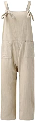 Mtsdjskf плус големина скокач жени лето сол печатено случајно џеб за џебови дневно редовно лабаво вклопување без ракави комбинезон без
