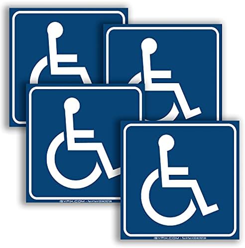 Налепници за налепници за хендикеп ISYFIX - 4 пакет, 3x3 инчи - оневозможи знак за инвалидска количка, налепница за инвалидитет, премиум