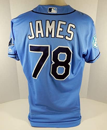 2019 Тампа Беј зраци Мек Jamesејмс 78 Игра користеше пролетен тренинг на Blue Jersey P 8 - Игра користена МЛБ дресови