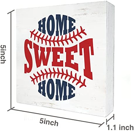 Дома слатка дома бејзбол дрвена кутија знак дома декор рустикален бејзбол дрвена кутија знак блок плакета за wallидни таблети