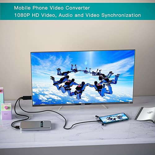 Паметниот телефон TLSDOSP до кабелот за проекција на HDMI, 1080p Телефон до ТВ -огледална адаптер компатибилен со паметен телефон/таблет