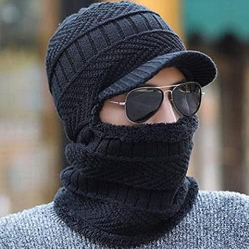 Унисекс зимска топла еластична еластична мека уво заштита плетена шамија за заштита на лицето капаче руно поставена капаче едно парче капа