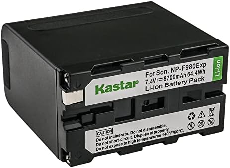 KASTAR 1-PACK NP-F980EXP батерија и двоен брз полнач CH04 компатибилен со Sony CCD-TRV99 DSC-D770 CRX10U CVX-V18NS CVX-V18NSP DCR-TR7