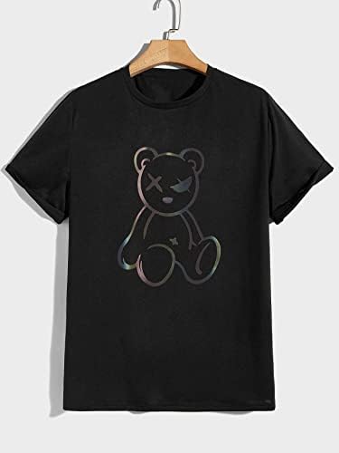 Горглитер машка мечка слоган графички тркалезен врат маица кратки ракави летни маички врвови