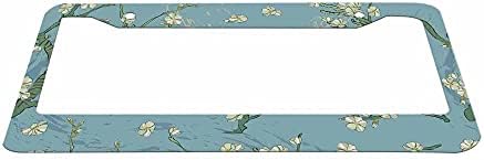 Никоки Декоративна регистарска табличка рамка за бадем цвет ван Гог автомобил ознака Алуминиумска авто -регистарска табличка држач