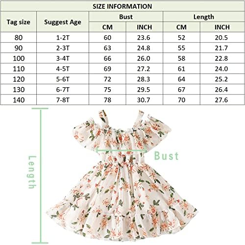 AGQT Мали Девојчиња Цветен Фустан За Печатење Шифон Надвор Од Рамото Секојдневен Фустан Возбуда Полите Туника Фустан Големина 1-8T