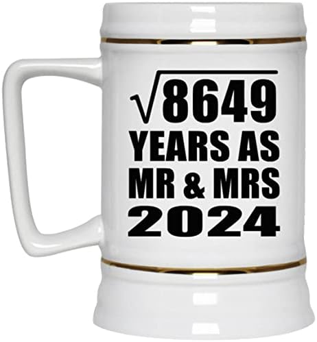 Дизајнирајте 93-годишнина Квадратен Корен од 8649 Години Како Г-дин &засилувач; Г-ѓа 2024, 22oz Пиво Штајн Керамички Танкард Кригла