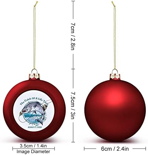 Божиќна црвена топка украс, улов на живот на риболов на време на риболов, да висат украси за топка, кои висат на украси за Божиќна елка