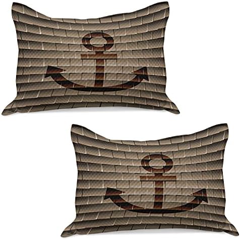 Ambesonne прицврстена плетена ватенка перница, дигитален наутички сидро на квадратниот морски живот тема модерна домашна уметност