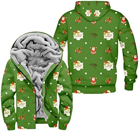 Преголема јакна, грда Божиќ, печатена згусна шерпа, обложена фланелна ватирана топла палта надворешна облека со аспиратор, голем и висок