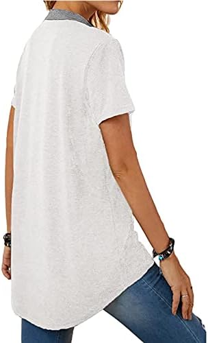 Женски Долги Ракави V-Вратот Копче Обичните Блузи Блуза Маица