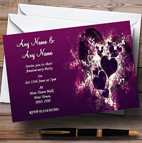 Картичка Зоолошката Градина Виолетова Срца Романтична Свадба Годишнината Партија Персоналните Покани