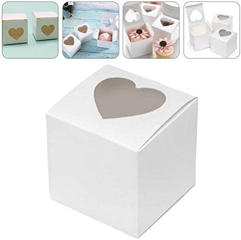 Кутија за торта Doitool, 1 сет 50 парчиња PVC кутии за свадбени бонбони со чист прозорец во форма на срце