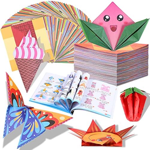 432 листови разнобојни обележја на хартија со оригами со водечка книга за деца живописни оригами комплет 54 шема преклопување уметност занаетчиски