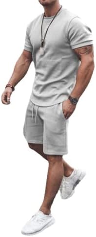 Мажи летни облеки 2 парчиња сетови со кратки ракави маички и шорцеви за салата за вежбање атлетски маички шорцеви за плажа
