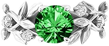 2023 година Нови дијамантски свадбени прстени Вине транспарентен цветен женски сребрен лист цвет подароци прстени со кои се совпаѓаат прстени