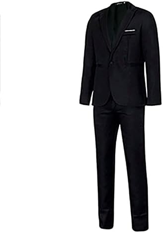 Lcepcy Men одговара редовно вклопување 2 парчиња, модна јакна и панталони Поставете цврста јака од шал со едно копче за деловни формални