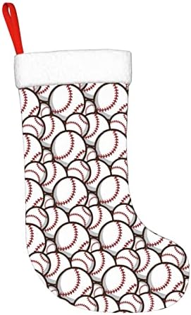 Cutedwarf Бејзбол образец Кристама чорапи Божиќни украси на дрво Божиќни чорапи за Божиќни празнични забави подароци 18-инчи