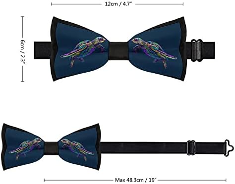 Плевелкејат Апстрактна Неонска Морска Желка Смешни Вратоврски Претходно Врзани Свечени Машнички Прилагодливи Машнички Печатени За Мажи
