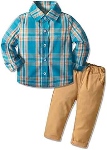 Yilaku бебе момче облека облечена во дете облечена облека со памучна кошула + џин панталони мали деца одговара на облеката за момчиња за момчиња 1-7 години