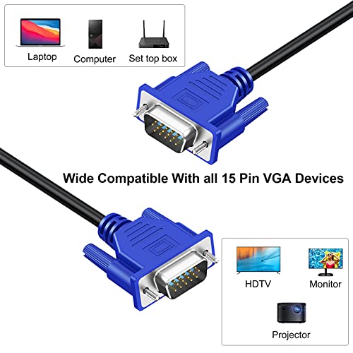 VGA До VGA Монитор Кабел, 5FT VGA Кабел 10-Пакет, VGA Машки До Машки Кабел 1080p Целосна HD Висока Резолуција За Монитор Тв Компјутер