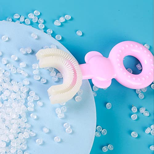 Четка за заби во облик на У, храна мека силиконска четка за четка, 360 ° дизајн за чистење на орални заби за мали деца и деца