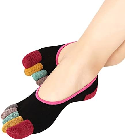 Женски 5 пети шарени јога спорт не се лизгаат меки чорапи за масажа за дишење на пети 2 пара маж облечени чорапи чорапи