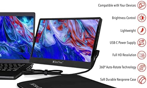 SideTrak Вртливиот Пренослив Монитор За Лаптоп 12.5 FHD IPS Лаптоп Екран со 14 Заштитна Кутија | Компатибилен Со Mac, КОМПЈУТЕР, &засилувач;