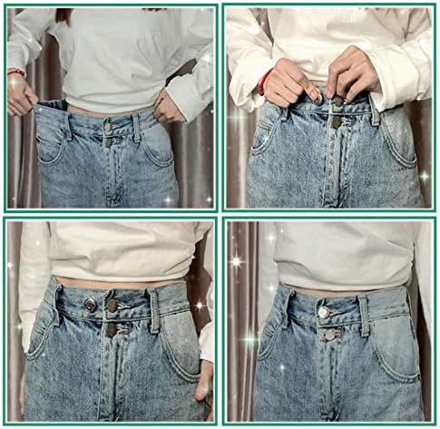 8 поставувани пинови за копчиња за панталони со фармерки - без шиење и без алатки - совршено вклопување за затегнување на копчињата
