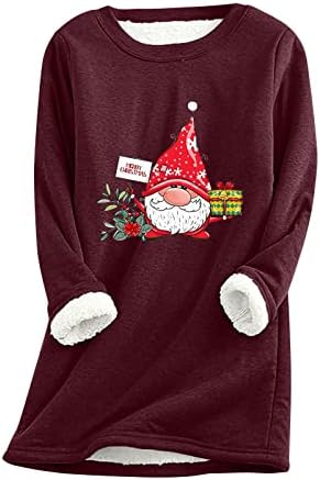 Божиќни џемпери за жени руно преголем пулвер гроздобер атлетски долги божиќни џемпери за жени