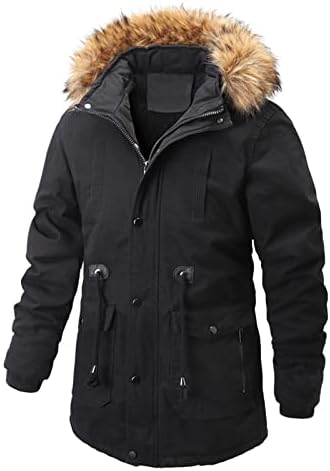 Менс качулка преголема преголема топла влечење на половината на половината цврста боја дебела памучна памучна зимска џемпер палто фланел