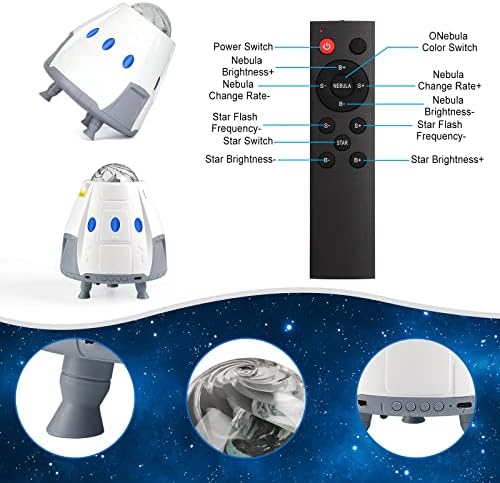 Проектор за светло на Galaxy за спална соба, проектор за вселенски бродови со лесна маглина и Bluetooth звучник, starвезден проектор Галакси светлина