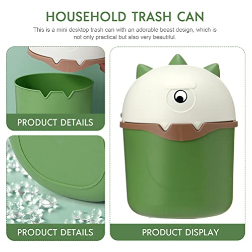 Lioobo Мала отпадоци за отпадоци цртан филм мини ѓубре конзерва со капакот пластика Мало ѓубре може малку мала корпа за отпад Компактен покриен